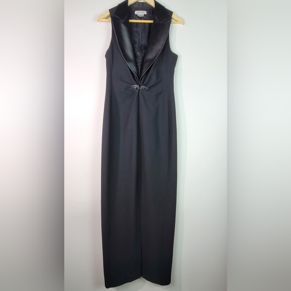 Kay Unger New York All Black plunge v-neck cocktail dress size 10 - Picture 1 of 13